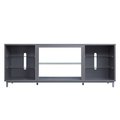 Manhattan Comfort Brighton 60" TV Stand with Glass Shelves and Media Wire Management in Grey TVFP4-GY
